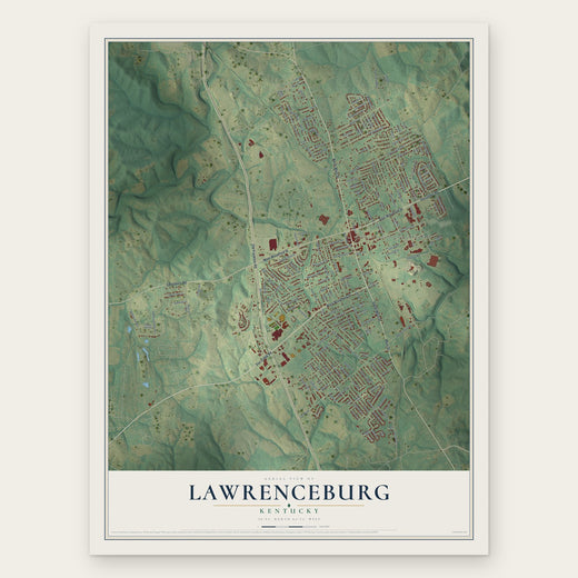 Lawrenceburg, Kentucky map print, the full design