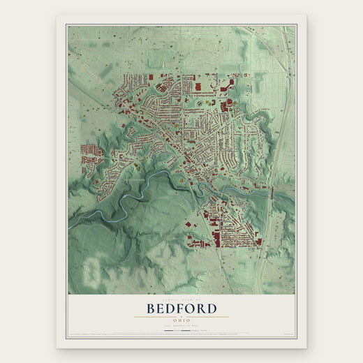 Bedford, Ohio map print, the full design