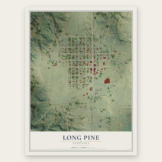 Long Pine, Nebraska map print, the full design