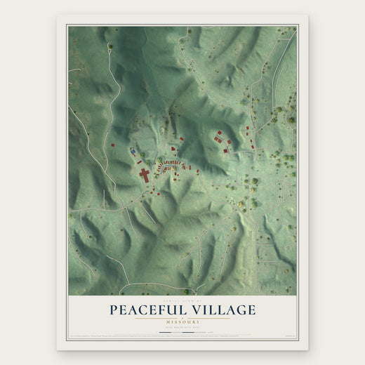 Peaceful Village, Missouri map print, the full design