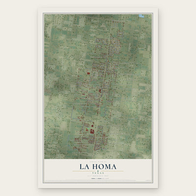 La Homa, Texas map print, the full design