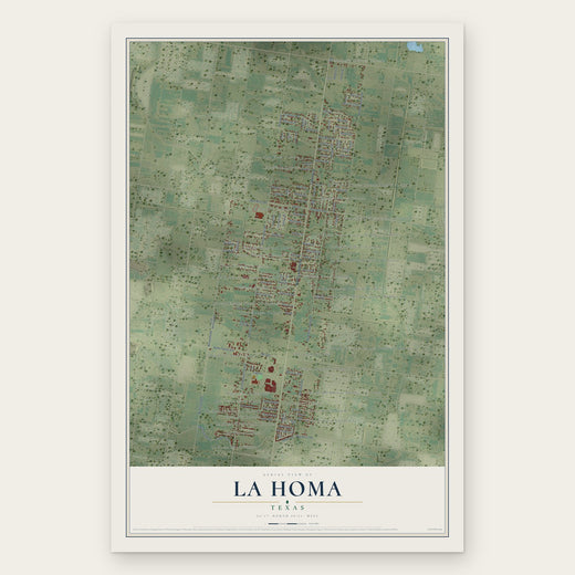 La Homa, Texas map print, the full design