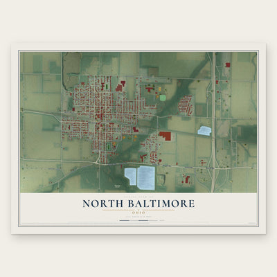 North Baltimore, Ohio map print, the full design