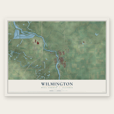 Wilmington, Will County, Illinois map print, the full design