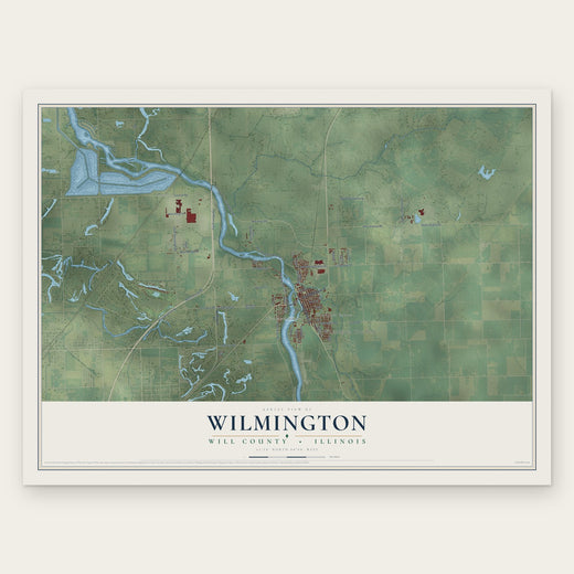 Wilmington, Will County, Illinois map print, the full design