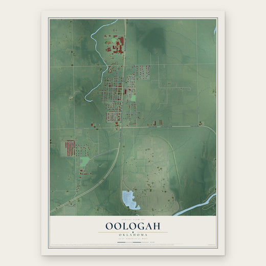 Oologah, Oklahoma map print, the full design