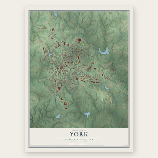 York, South Carolina map print, the full design