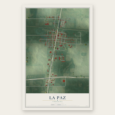 La Paz, Indiana map print, the full design