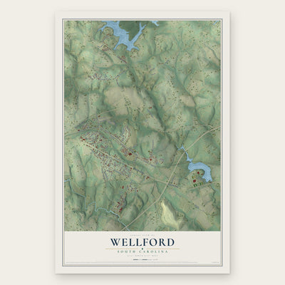 Wellford, South Carolina map print, the full design