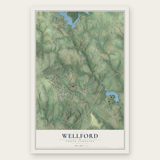 Wellford, South Carolina map print, the full design