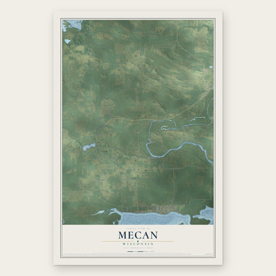 Mecan, Wisconsin map print, the full design