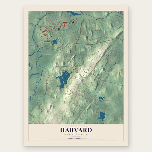Harvard, Massachusetts map print, the full design