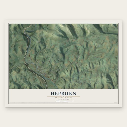 Hepburn, Pennsylvania map print, the full design