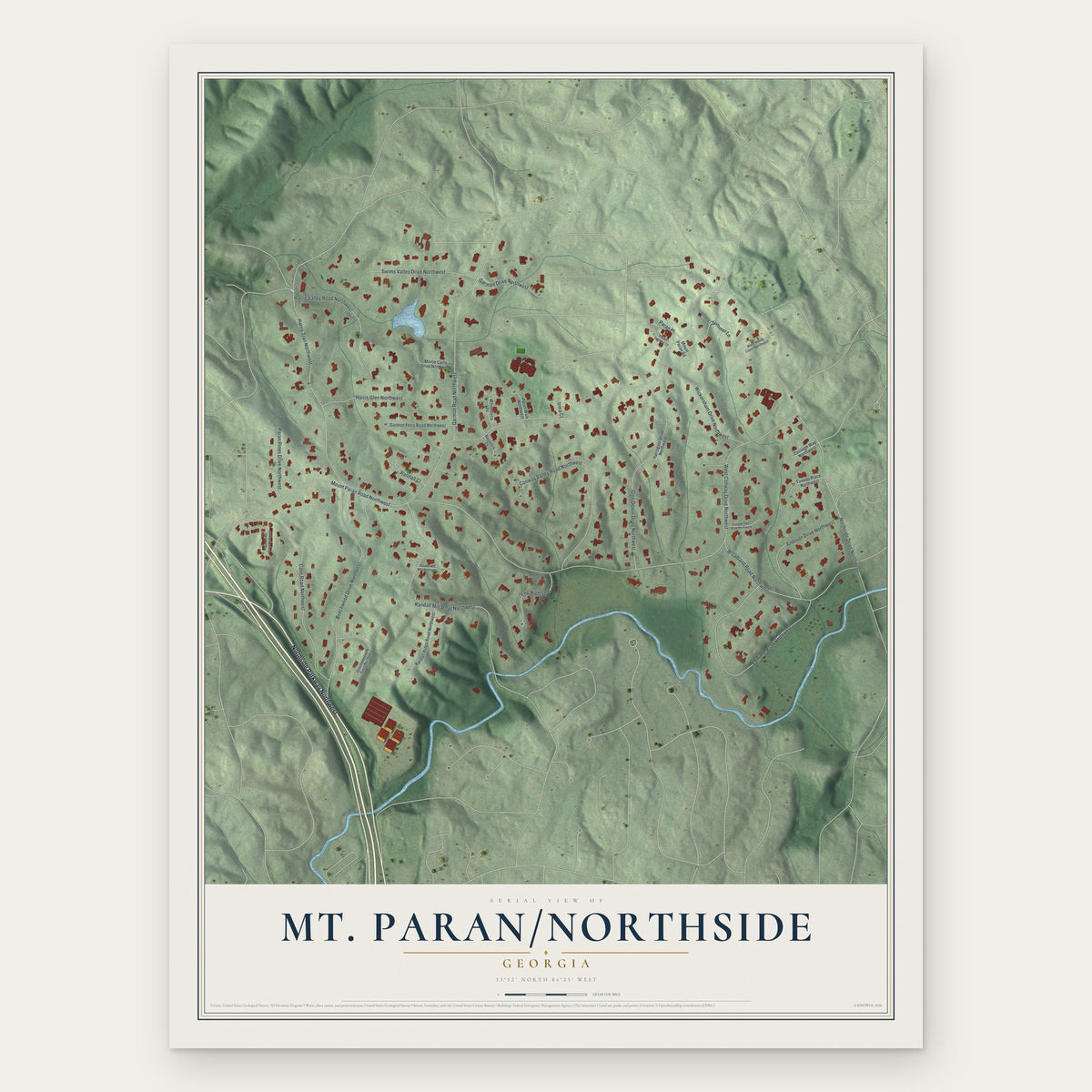 Mt. Paran-Northside, Georgia map print, the full design