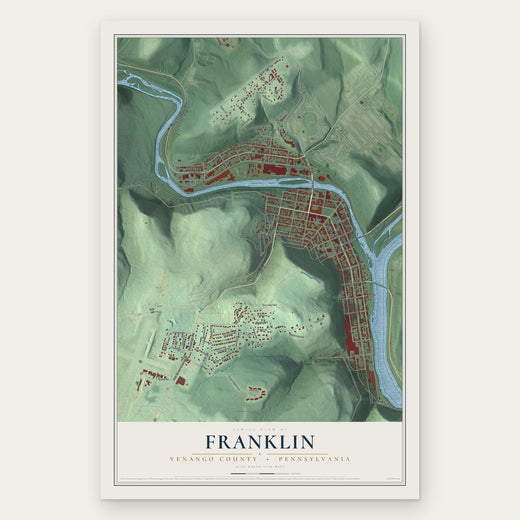 Franklin, Venango County, Pennsylvania map print, the full design