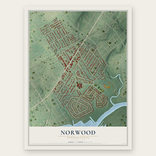 Norwood, Pennsylvania map print, the full design