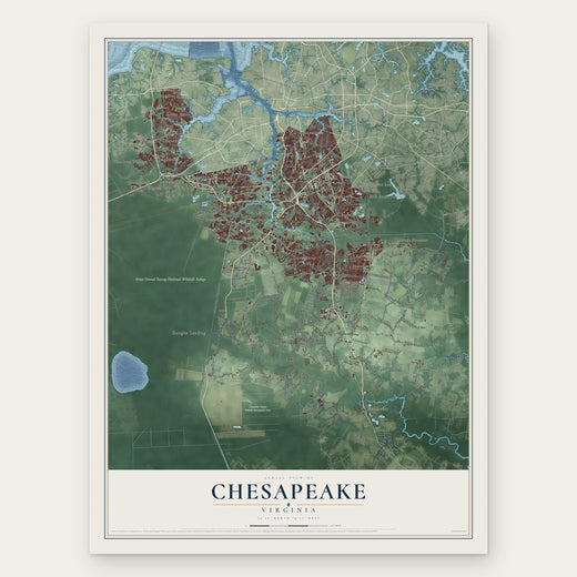 Chesapeake, Virginia map print, the full design