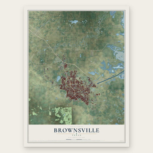 Brownsville, Texas map print, the full design
