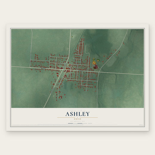 Ashley, Ohio map print, the full design