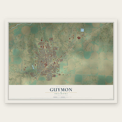 Guymon, Oklahoma map print, the full design
