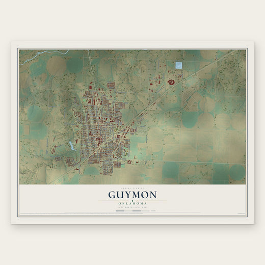 Guymon, Oklahoma map print, the full design
