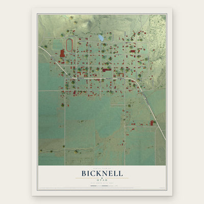 Bicknell, Utah map print, the full design