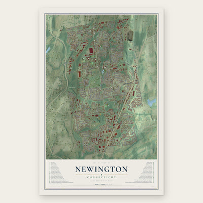Newington, Connecticut map print, the full design
