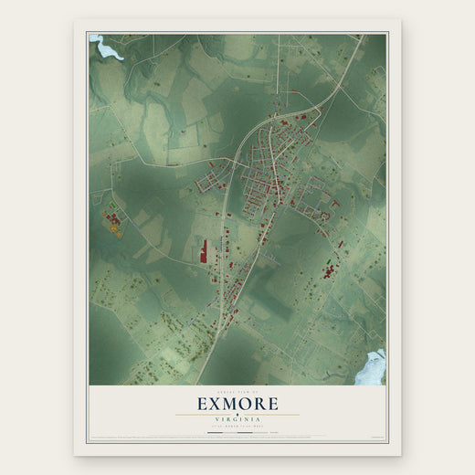 Exmore, Virginia map print, the full design