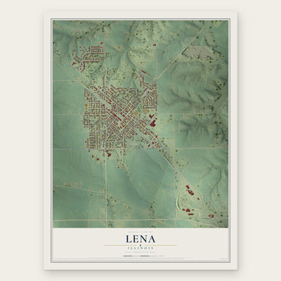 Lena, Illinois map print, the full design