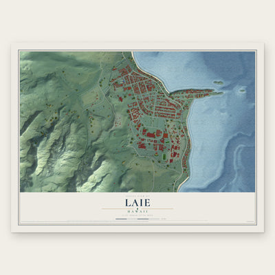 Laie, Hawaii map print, the full design