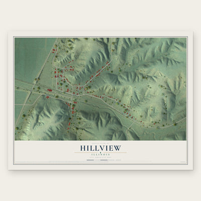 Hillview, Illinois map print, the full design
