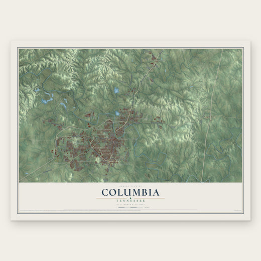 Columbia, Tennessee map print, the full design
