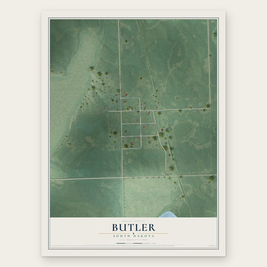 Butler, South Dakota map print, the full design