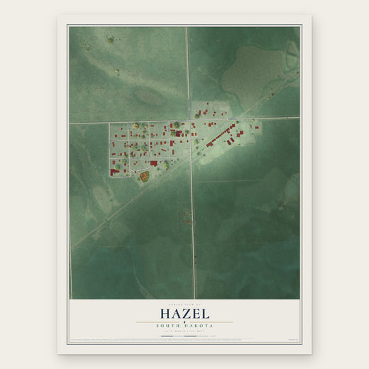 Hazel, South Dakota map print, the full design