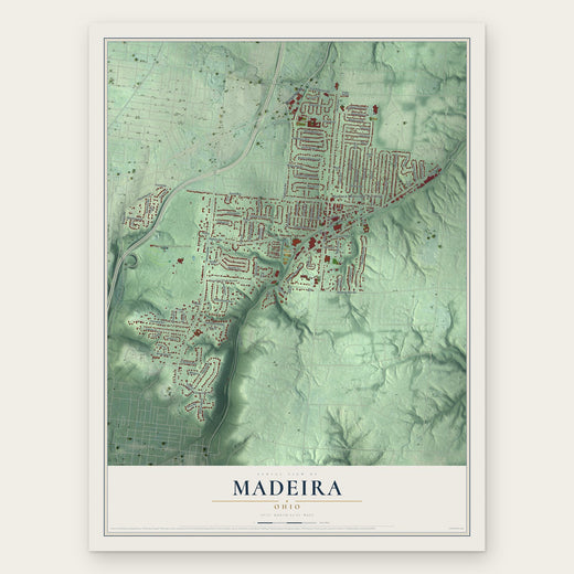 Madeira, Ohio map print, the full design
