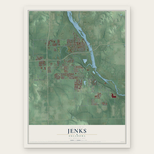 Jenks, Oklahoma map print, the full design