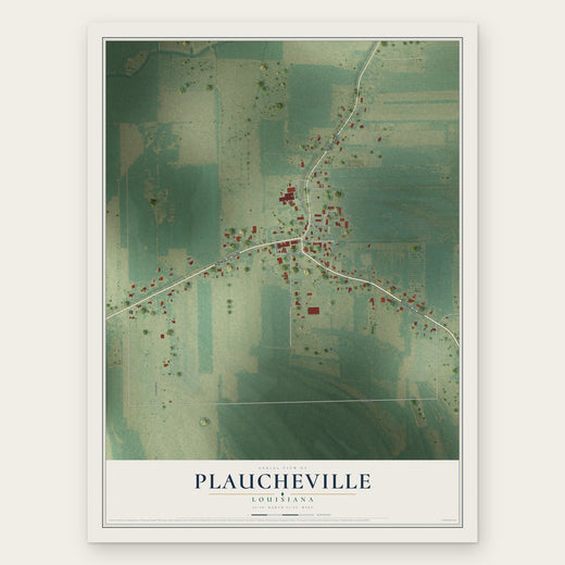Plaucheville, Louisiana map print, the full design