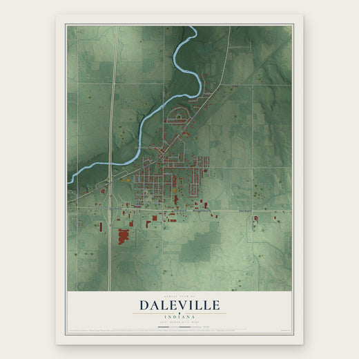 Daleville, Indiana map print, the full design