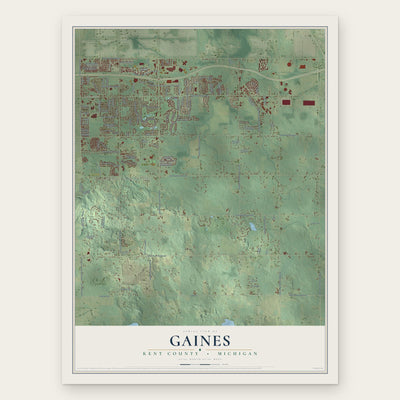 Gaines, Kent County, Michigan map print, the full design