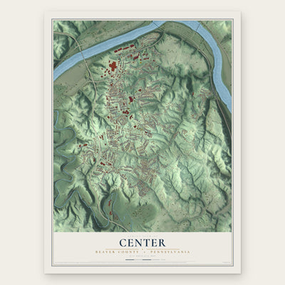 Center, Beaver County, Pennsylvania map print, the full design