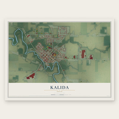 Kalida, Ohio map print, the full design