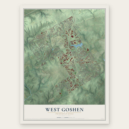 West Goshen, Pennsylvania map print, the full design