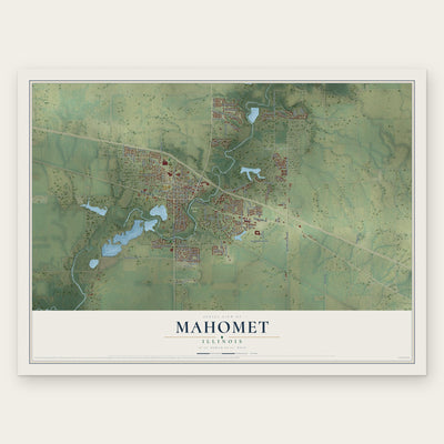 Mahomet, Illinois map print, the full design