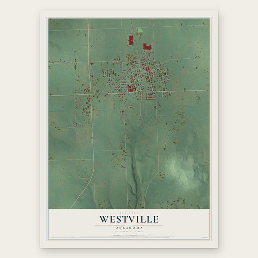 Westville, Oklahoma map print, the full design