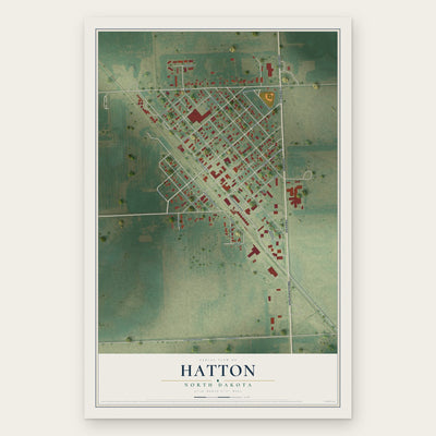 Hatton, North Dakota map print, the full design