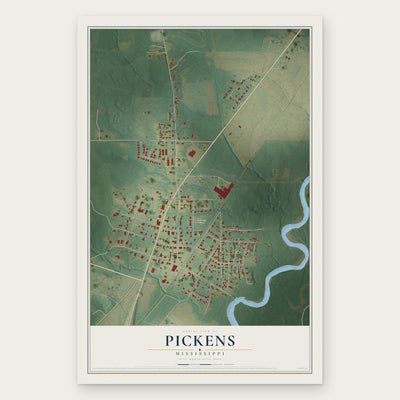 Pickens, Mississippi map print, the full design