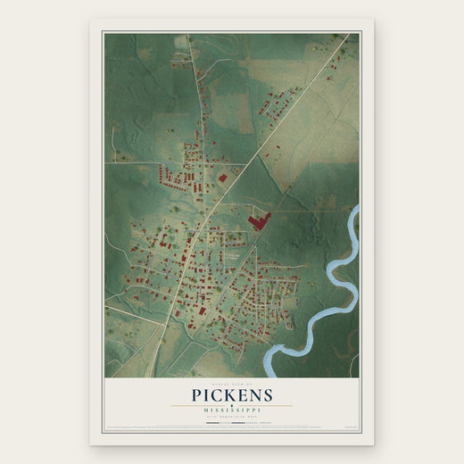 Pickens, Mississippi map print, the full design