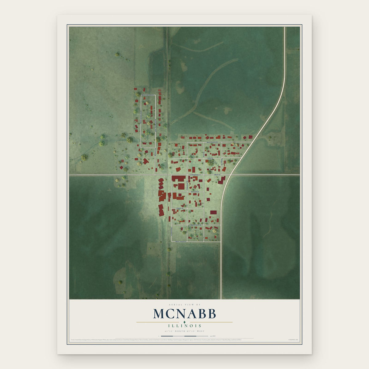 McNabb, Illinois map print, the full design