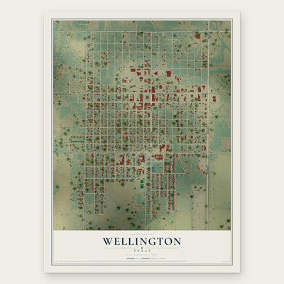 Wellington, Texas map print, the full design