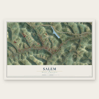 Salem, West Virginia map print, the full design